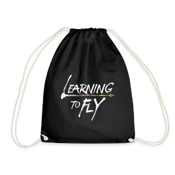 Learning to fly Flying Airplane Pilot Flyer - Drawstring Bag - black - Front