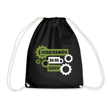 Inschenör ba da Oabeit, engineer at work - Drawstring Bag - black - Front