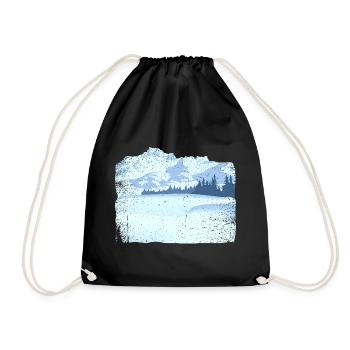 Mountain in snow with dirty effect - Drawstring Bag - black - Front
