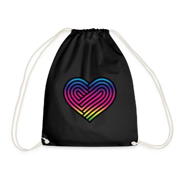 Rainbow Heart Homosexuality LGBT Love - Drawstring Bag - black - Front