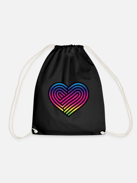 Regenbogen Herz Homosexualität LGBT Liebe - Turnbeutel - Schwarz