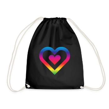Rainbow Heart Homosexuality LGBT Love - Drawstring Bag - black - Front