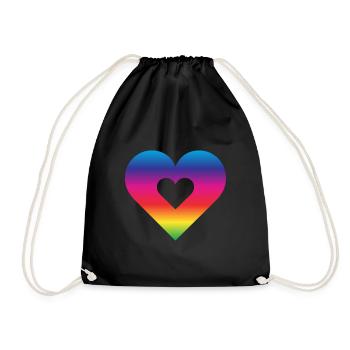 Rainbow Heart Homosexuality LGBT Love - Drawstring Bag - black - Front