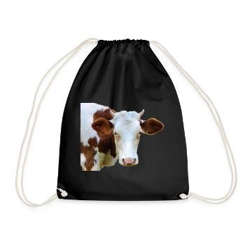 funny cow cow head gift farmers farmers - Drawstring Bag - black - Front