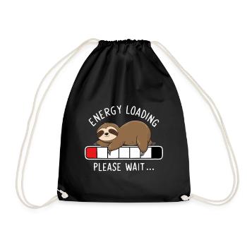 Sleeping Sloth Battery Charging Bar - Drawstring Bag - black - Front