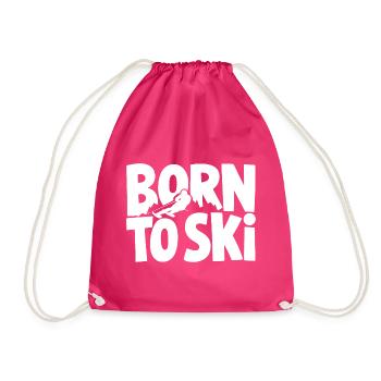 Born To Ski Skifahrer Skifahren Wintersport - Turnbeutel - Fuchsia - Vorne
