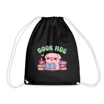Cochon mignon aime lire Livre Cochon drôle - Sac de sport léger - noir - Devant