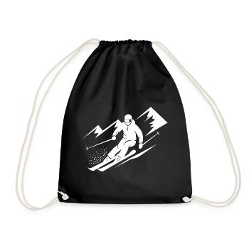 Skiers Ski Winter Winter Holiday Winter sports - Drawstring Bag - black - Front