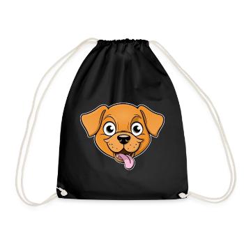 Cheerful image of a dog's head - Drawstring Bag - black - Front
