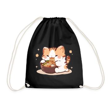 Katze isst Spaghetti Meme - Turnbeutel - Schwarz - Vorne