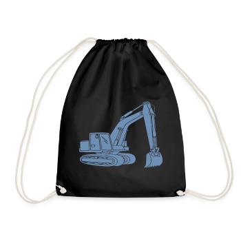 Bagger Silhouette Baugeräteführer Tiefbau - Turnbeutel - Schwarz - Vorne