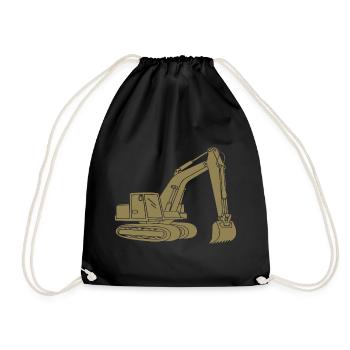 Bagger Silhouette Baugeräteführer Tiefbau - Turnbeutel - Schwarz - Vorne