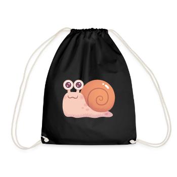 Cute Snail With Orange Shell - Drawstring Bag - black - Front