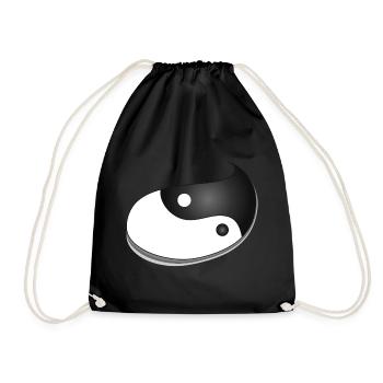 Yin-Yang Symbol in Teardrop Shape – Balance Design - Drawstring Bag - black - Front