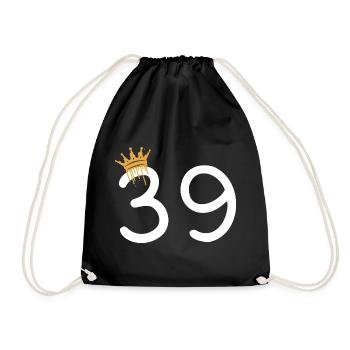 Numéro royal 39 avec couronne en or - Sac de sport léger - noir - Devant