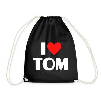 I love Tom Red Heart Romantic Name Fan - Drawstring Bag - black - Front