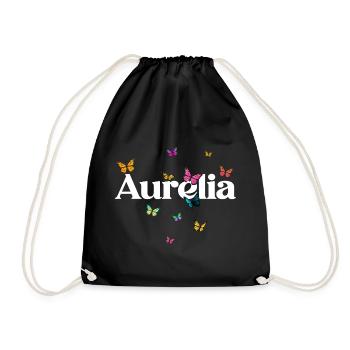 Beau prénom de fille avec des papillons AURELIA - Sac de sport léger - noir - Devant