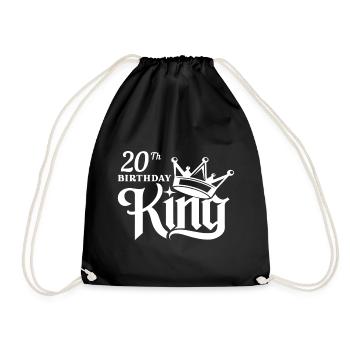 20th Birthday king - Drawstring Bag - black - Front