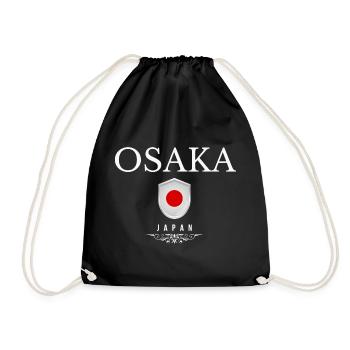Osaka Japan, Osaka souvenir - Drawstring Bag - black - Front