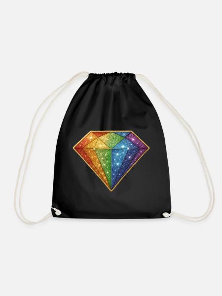 Regenbogen Glitzer-Diamant - Turnbeutel - Schwarz