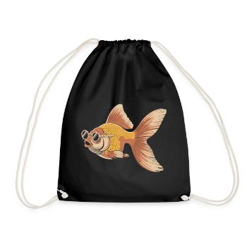 Poisson rouge avec des lunettes dessin animé - Sac de sport léger - noir - Devant