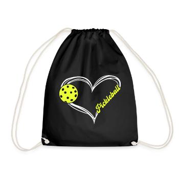 Pickleball Heart Emblem - Drawstring Bag - black - Front
