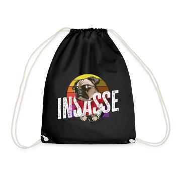 Insasse Retro Mops Lustiger Karneval Helau - Turnbeutel - Schwarz - Vorne