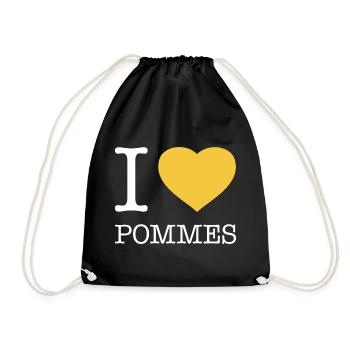 I love Pommes - Turnbeutel - Schwarz - Vorne