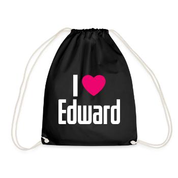 I Love Edward Pink Heart I Love Edward - Drawstring Bag - black - Front