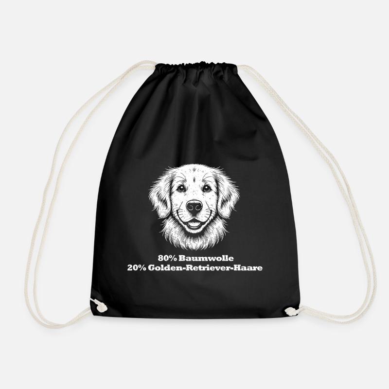 20% Golden Retriever Hair - Drawstring Bag - black