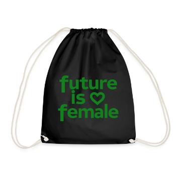 Is Female Feminism Girl Power Heart - Drawstring Bag - black - Front