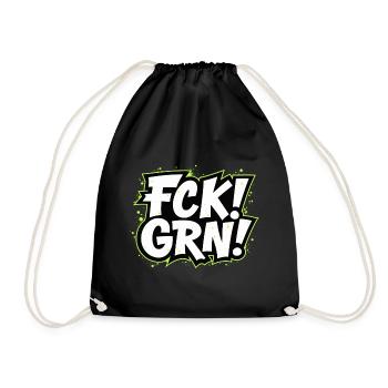 FCK GRN Statement Schriftzug - Turnbeutel - Schwarz - Vorne