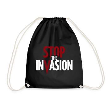 Stop The Invasion Gegen Aggression - Turnbeutel - Schwarz - Vorne