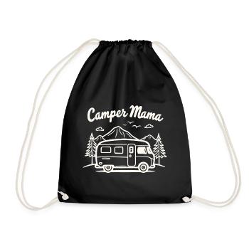 Camper Mama Abenteuer Berge Campingbus - Turnbeutel - Schwarz - Vorne