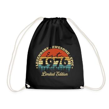 Legendary since 1976 – Vintage Birthday Gift - Drawstring Bag - black - Front