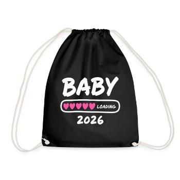 Baby Loading 2026 Schwangerschaft Eltern - Turnbeutel - Schwarz - Vorne