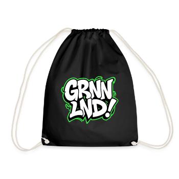 GRNNLND! Grönland Streetwear für Weltenbummler - Turnbeutel - Schwarz - Vorne