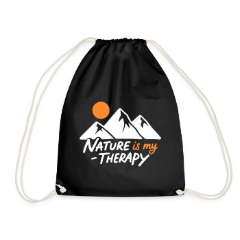 Nature is my Therapy Mountains for Hikers - Drawstring Bag - black - Front