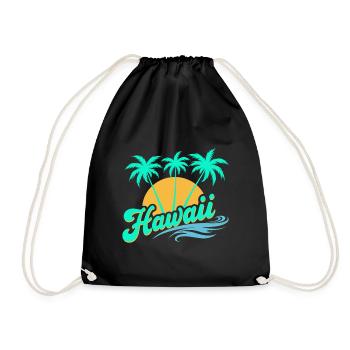 Hawaii Summer Vibes with Palm Trees and Sea - Drawstring Bag - black - Front