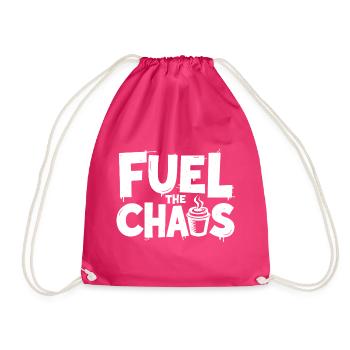 Fuel the Chaos Kaffee Spruch für Rebellen - Turnbeutel - Fuchsia - Vorne