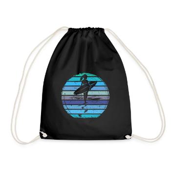 Surfer Girl Retro Vintage Sunset - Drawstring Bag - black - Front