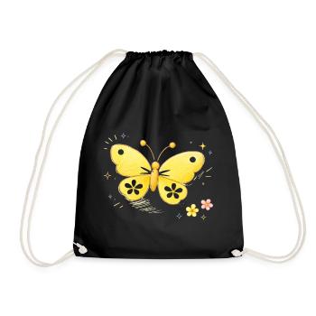 Butterfly yellow spring - Drawstring Bag - black - Front