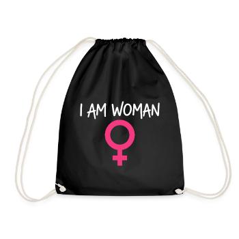 I Am Woman Feminism Power Woman - Drawstring Bag - black - Front