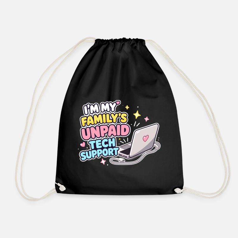 Family Tech Support Unpaid - Drawstring Bag - black