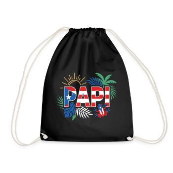 Papi Puerto Rico Flagge Urlaub Sommer - Turnbeutel - Schwarz - Vorne