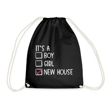 Neue Haus-Checkbox-Illustration - Turnbeutel - Schwarz - Vorne