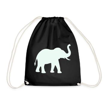 Elephant Silhouette Mint Pastel - Drawstring Bag - black - Front
