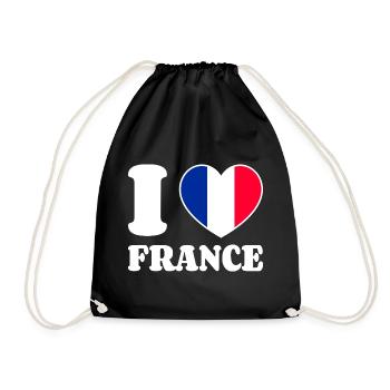 J’aime la France France - Fan de Love Heart France - Sac de sport léger - noir - Devant