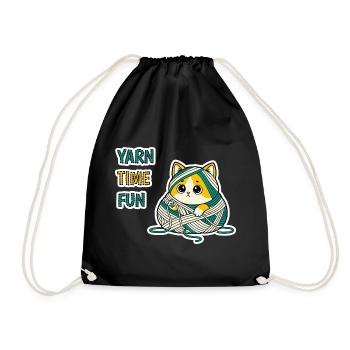 Süßes Garn Katzenbaby Katze Kawaii Aufkleber Geschenkkunst - Turnbeutel - Schwarz - Vorne
