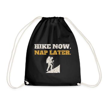 Hike Now Nap Later - Drawstring Bag - black - Front